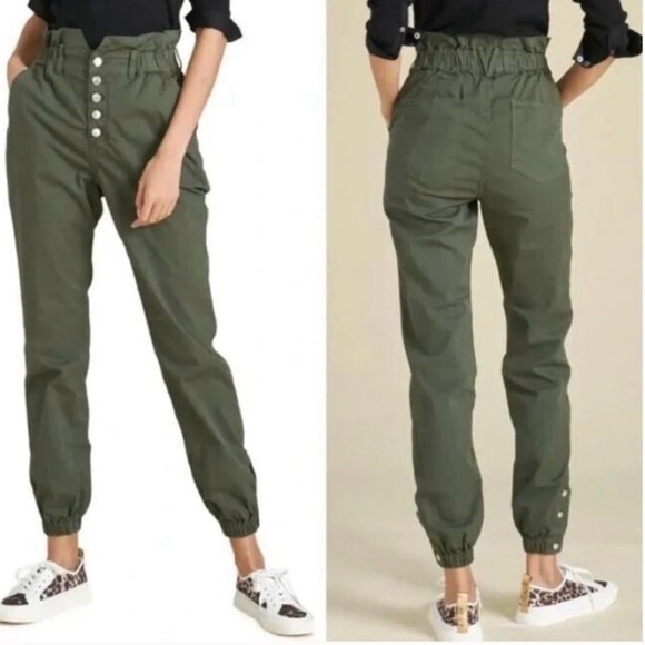 Veronica Beard Denim - Veronica Beard Jeans Tedi Tapered High Rise Dark Olive Forest New Army Green